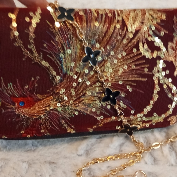 🌞Red Jeweled Crossbody/Clutch/Wallet - Picture 2 of 16